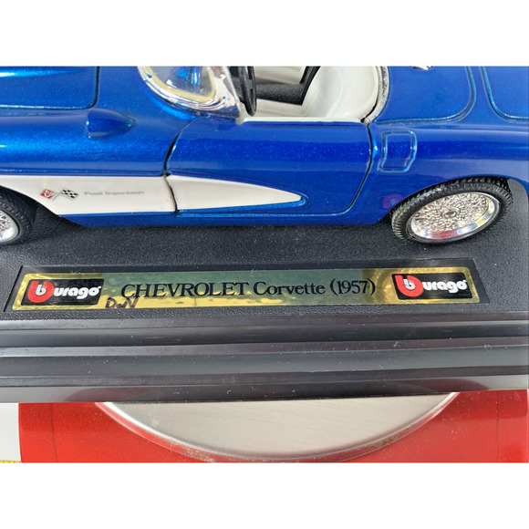 Road Tough 1957 Chevy Corvette 1:24 Scale Diecast Model Car With Plastic Stand - Picture 6 of 16